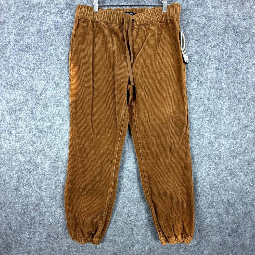 Mamba Corduroy Jogger Pants Womens 9/29 Brown Performance Tapered Leg Drawstring